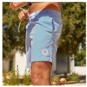 ✨✨MaaMgic Men's Swim Trunks Small Blue & White Stripe NWT